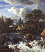 Jacob van Ruisdael A Waterfall in a Rocky Landscape oil painting artist